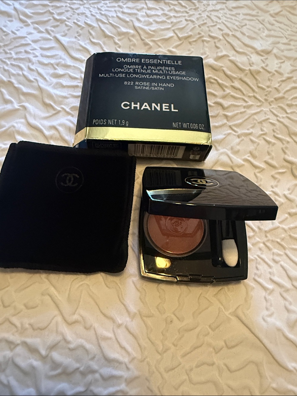 CHANEL Satin Single Eyeshadow in Shimmery Peach-Coral “Rose in Hand”
